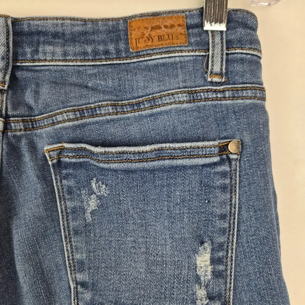 Judy Blue Size 11 Size 30 Distressed‎ Blue Jeans Med Wash Style JB82334DK # 792